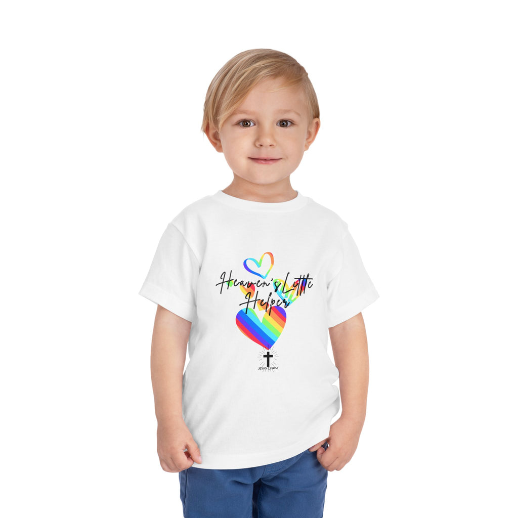 Kids Tee — "Heaven's Little Helper" Rainbow