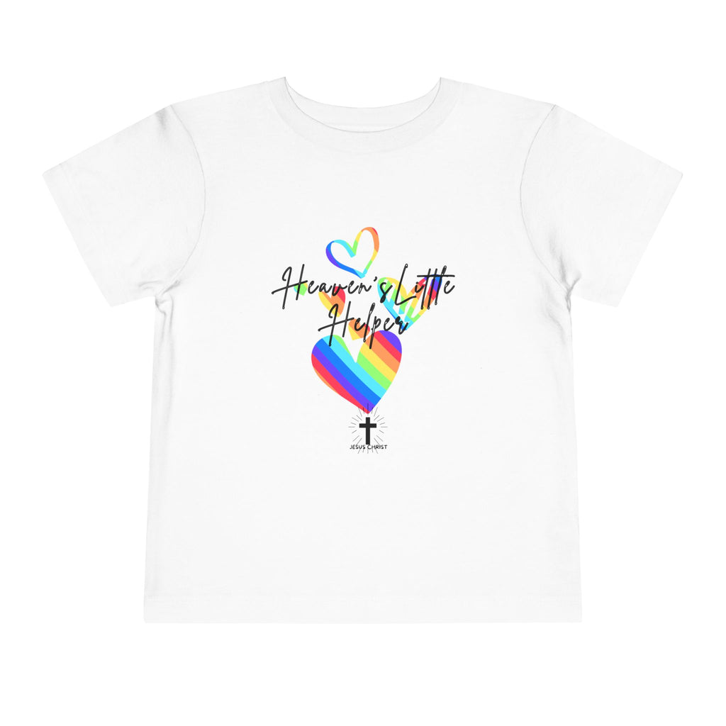 Kids Tee — "Heaven's Little Helper" Rainbow