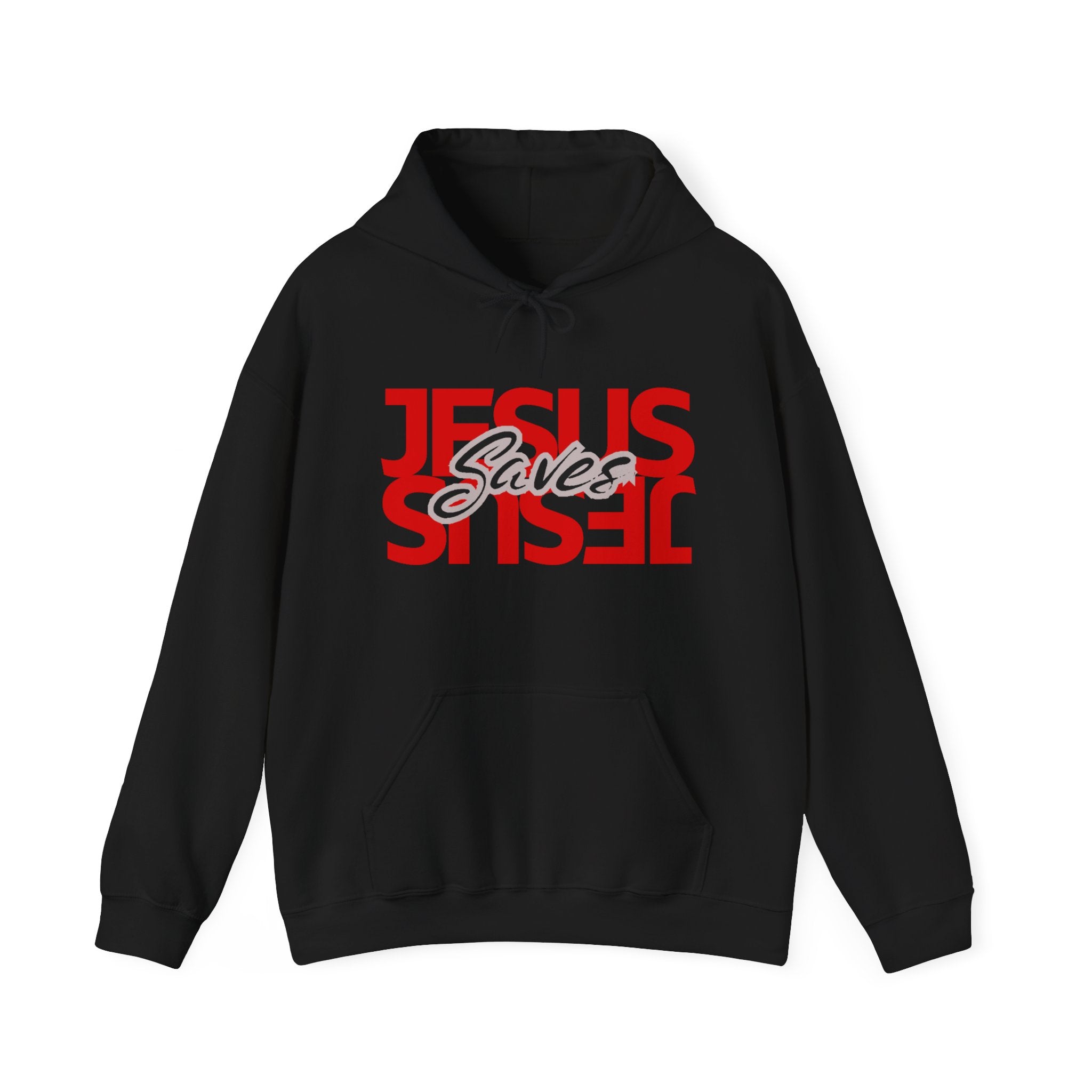 Jesus Saves Hoodie — Mirrored Red