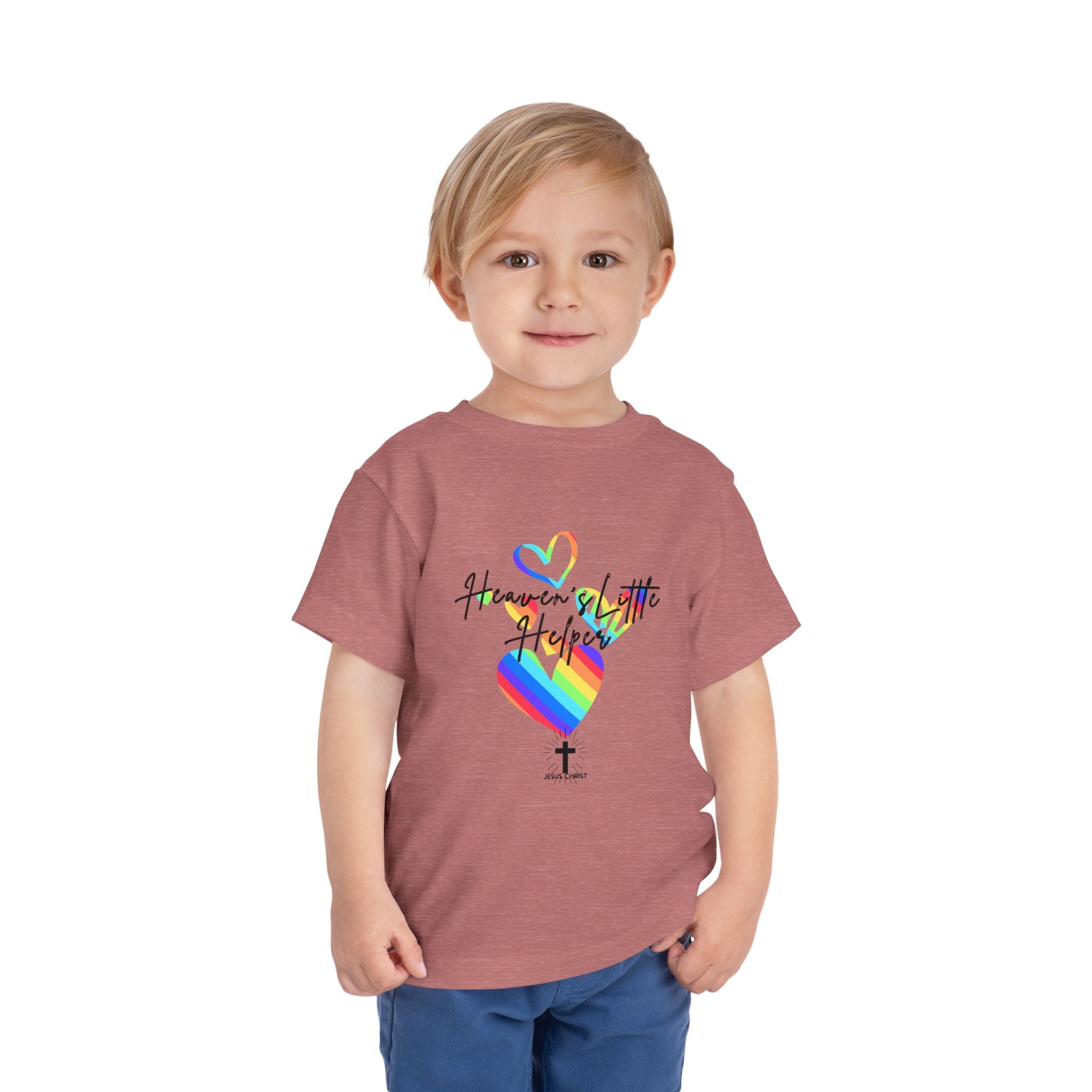 Kids Tee — "Heaven's Little Helper" Rainbow