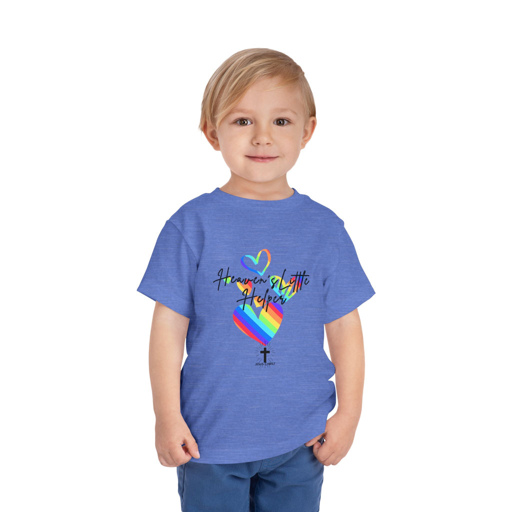 Kids Tee — "Heaven's Little Helper" Rainbow