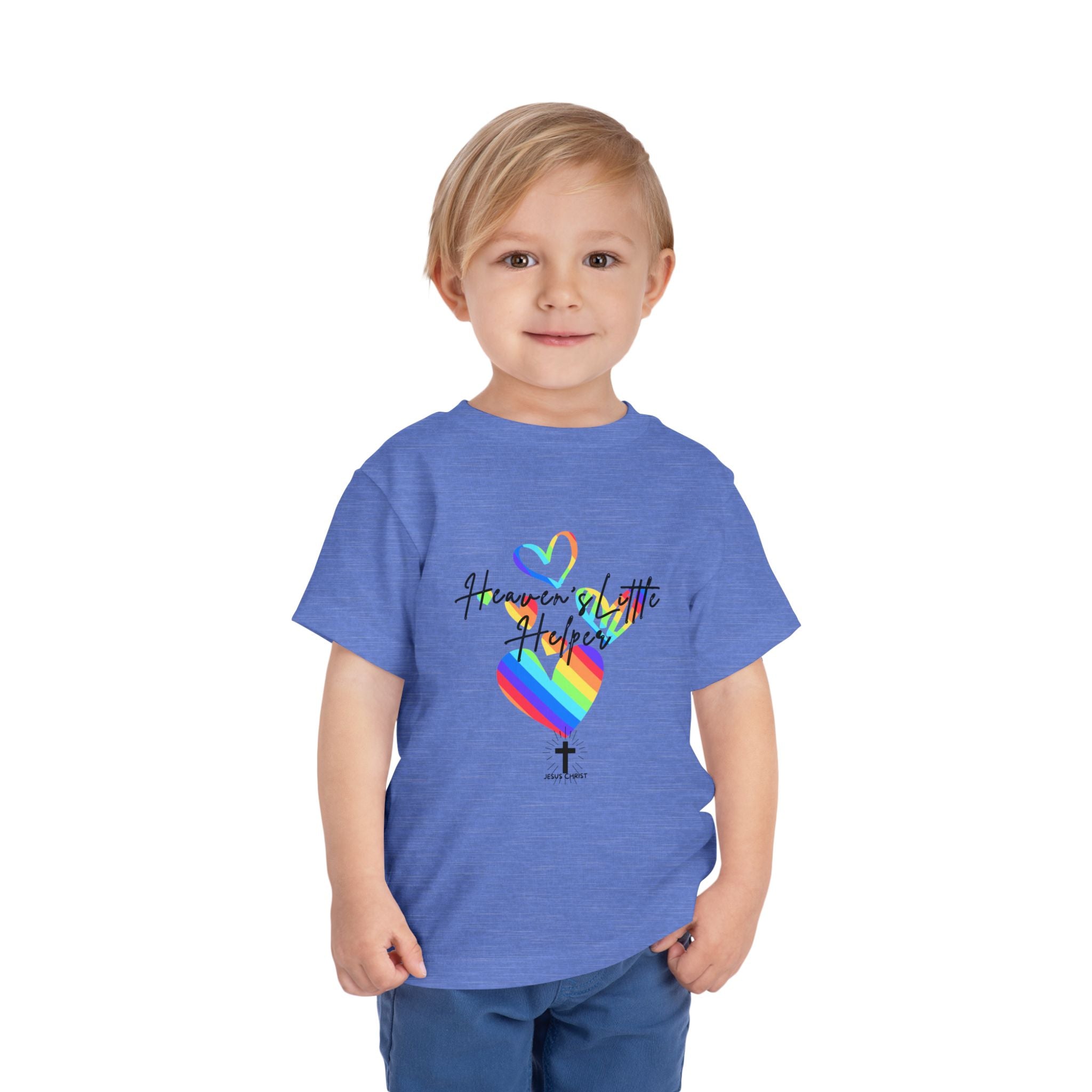 Kids Tee — "Heaven's Little Helper" Rainbow