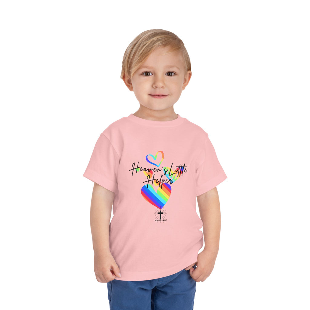 Kids Tee — "Heaven's Little Helper" Rainbow