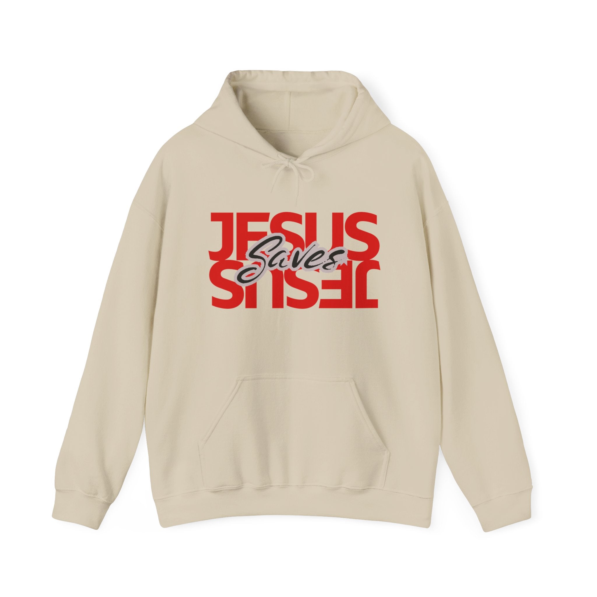 Jesus Saves Hoodie — Mirrored Red