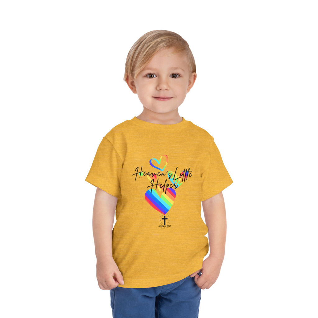 Kids Tee — "Heaven's Little Helper" Rainbow