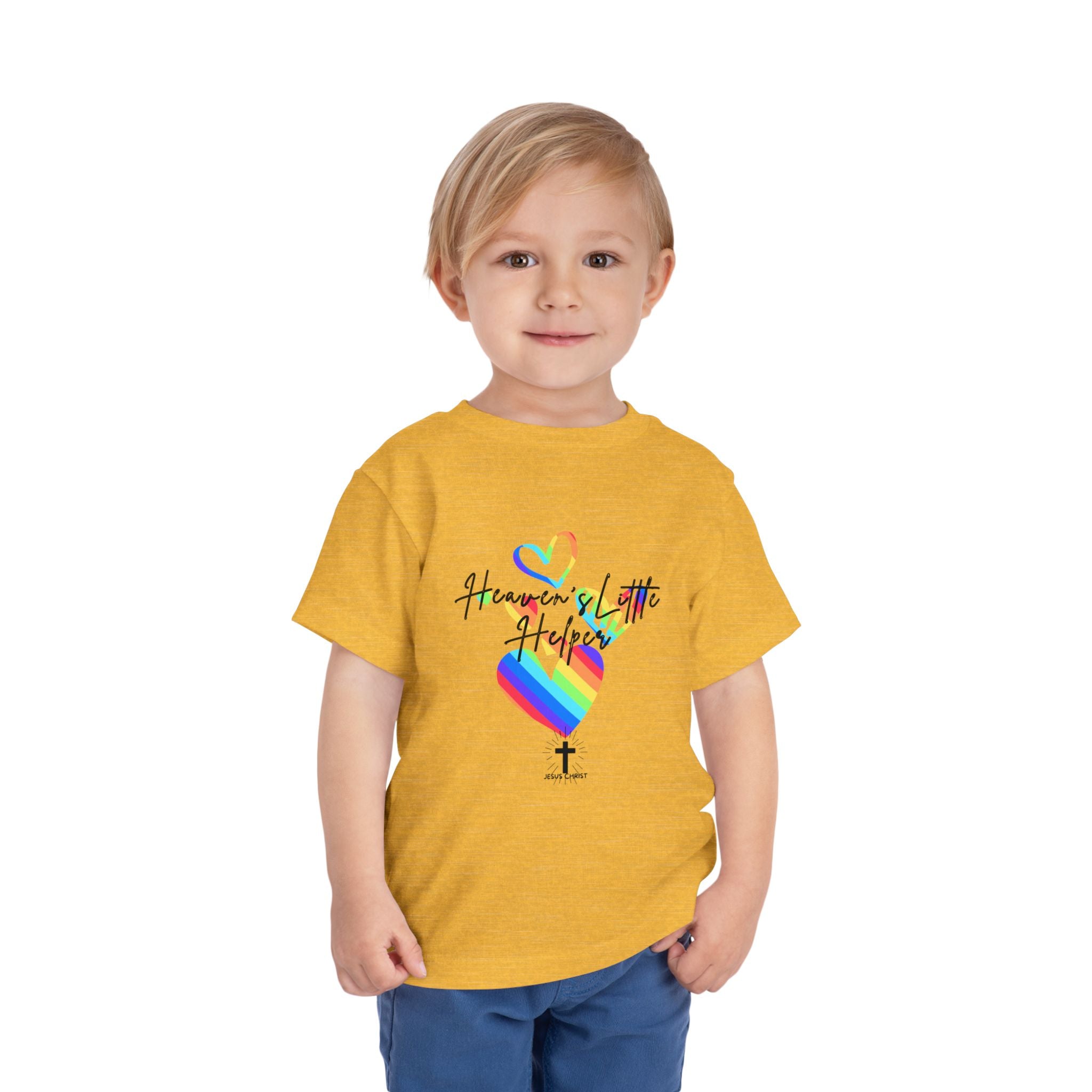 Kids Tee — "Heaven's Little Helper" Rainbow