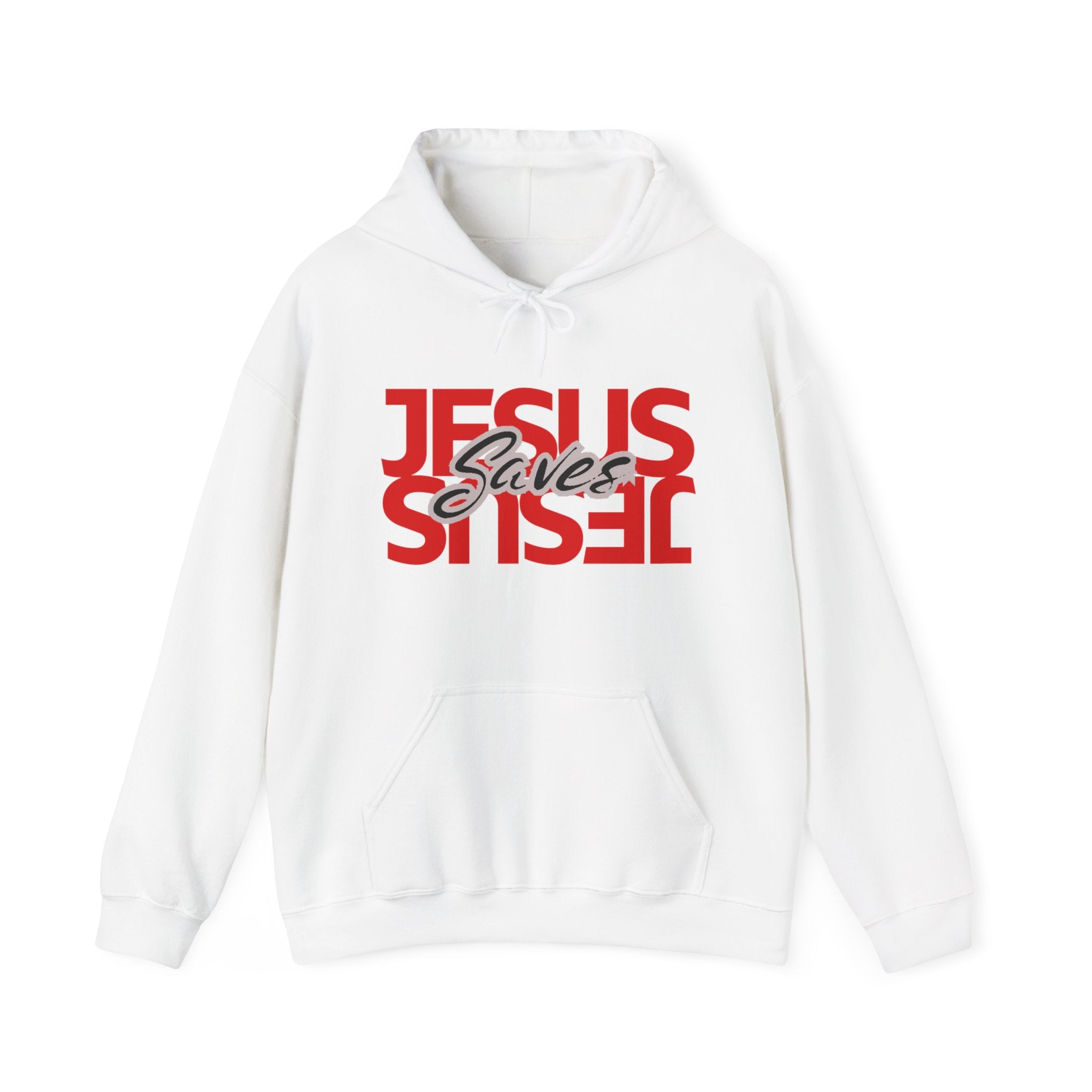 Jesus Saves Hoodie — Mirrored Red