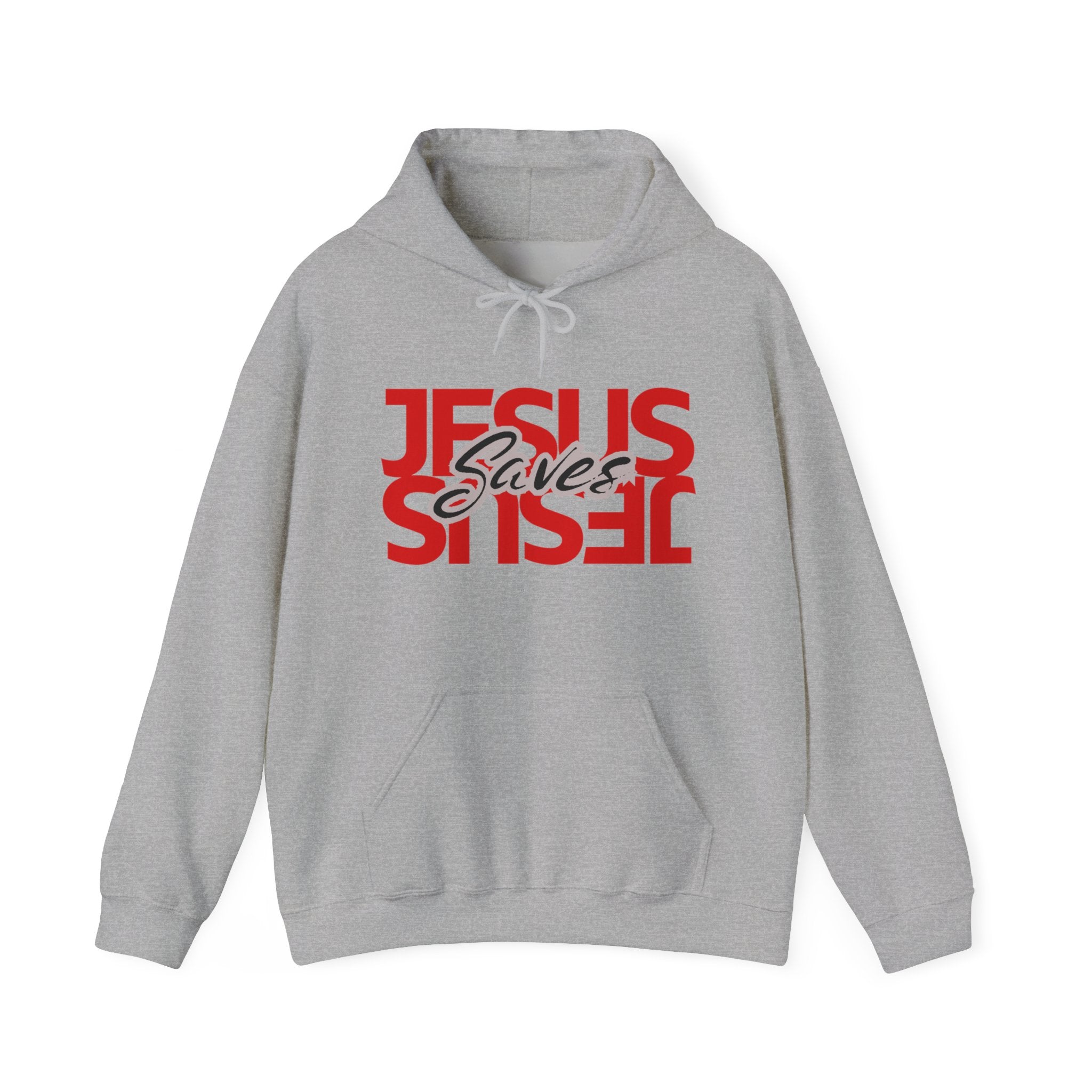 Jesus Saves Hoodie — Mirrored Red