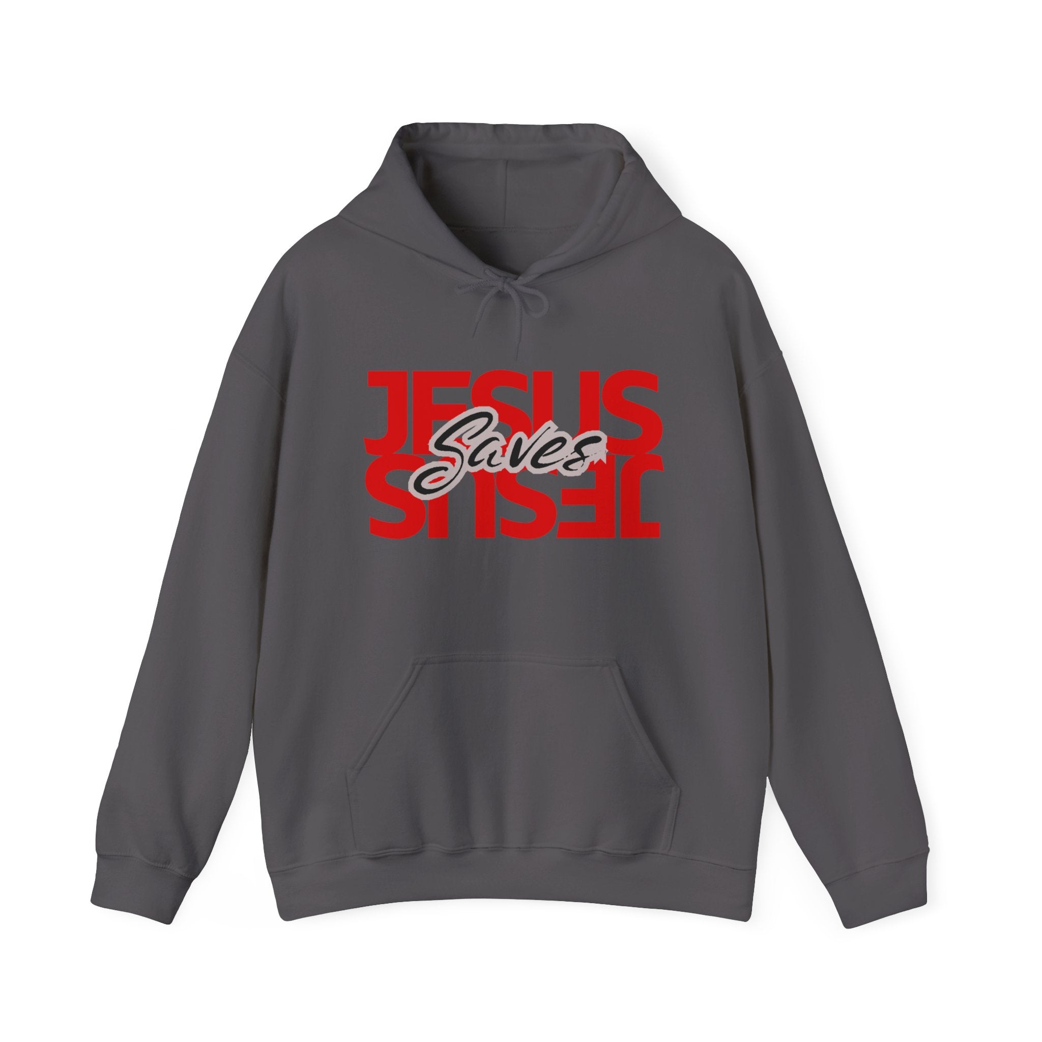Jesus Saves Hoodie — Mirrored Red