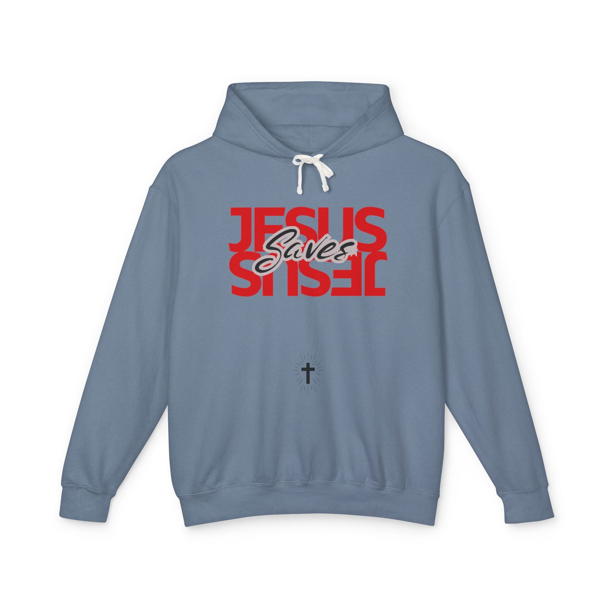 Jesus Saves Hoodie — Mirrored Red