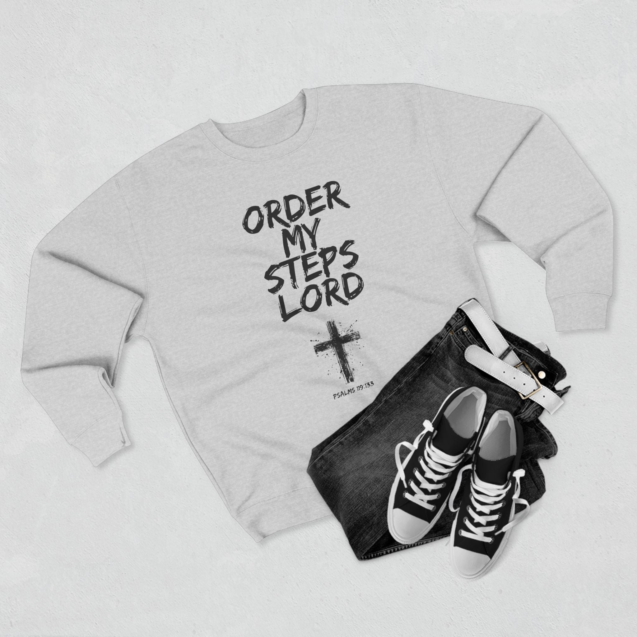 Order My Steps Lord Sweatshirt – Christian Faith Cross Crewneck